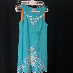 Lilly Pulitzer Teal dress with scalloped bottom